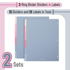 Mr. Pen- Binder Dividers, 6 Tab Dividers, Pack of 2 Sets (12 Dividers Total), Dividers, Plastic Dividers for 3 Ring Binder, Binder Dividers with Tabs, Binder Tabs, 3 Ring Binder Dividers