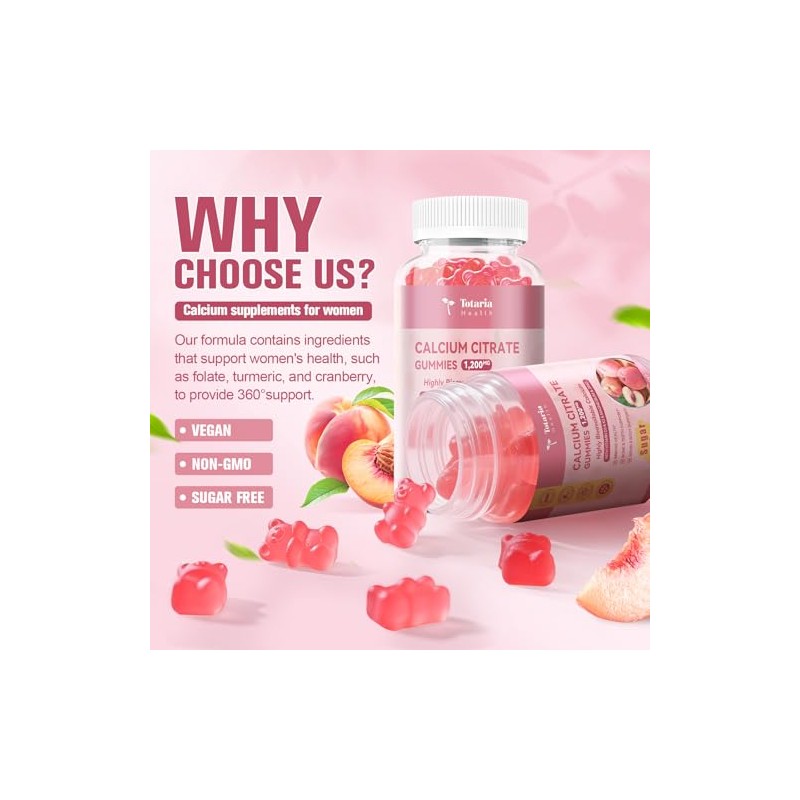 2 Pack Calcium Citrate Gummies 1200 mg - Calcium Supplements
