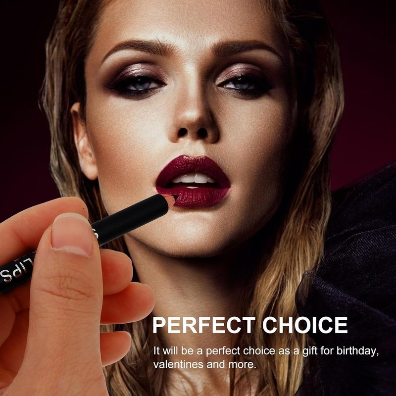 12 Piezas Lápiz Delineador de Labios 12 Colores, Punta Pigmentada