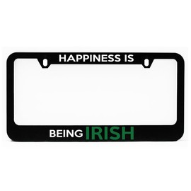 License Plate Frame, Happiness is Being Irish Black Plate Holder, Tag Cover, Car Frame, Auto Accessories, Cool Decoration, for USA & Canada License Plate