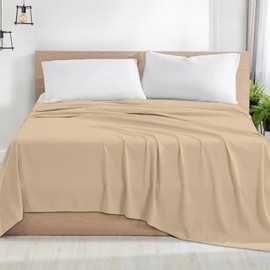 Rohi Microfibre Super King Flat Sheet Latte – Comfy Soft & Breathable Flat Bed Sheet – Anti Allergy & Durable Top Sheets for Hotels, Bedrooms & Guest Rooms – Easy Care Layer Sheet (Latte, 255 x 290cm)