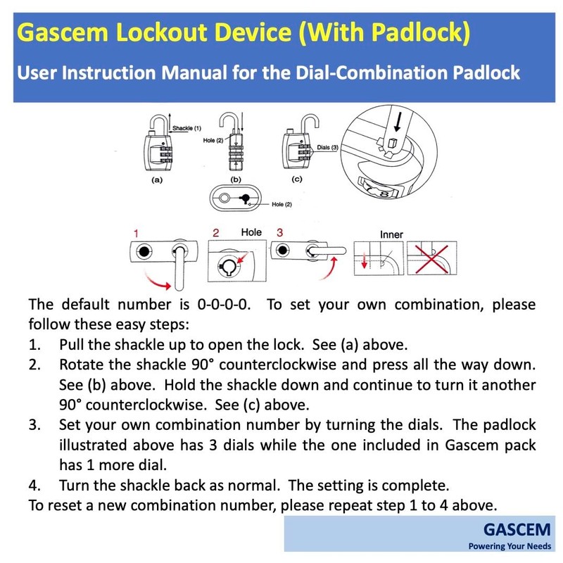 Gascem Door Knob Lockout Device (Matt Silver, 1 Padlock). Door