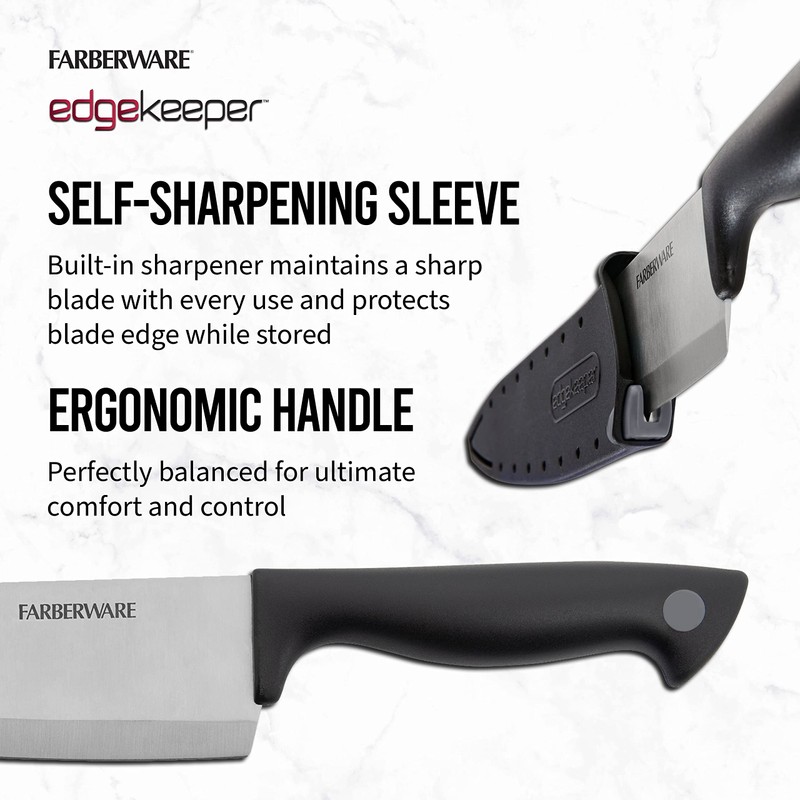 Farberware Edgekeeper 8-Inch Chef Knife with Self-Sharpening Blade Cover, High