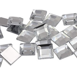 5mm Flat Back Square Acrylic Rhinestones Tiny Face Gems Body Jewels Card Making Embelishments - 100 Pieces (Crystal Clear A01)