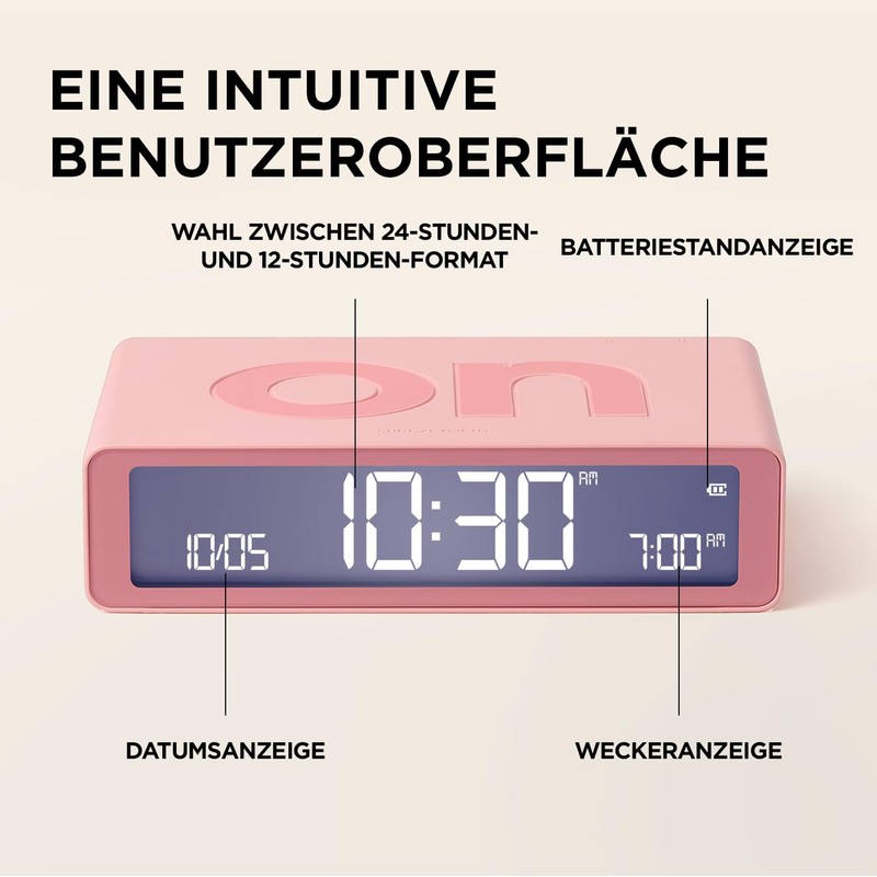 Lexon LR158O4 Digital Alarm Clock Flip Mini Orange