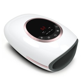 Hand Massager with Heat, Electric Compression Therapy Device, 3 Pressure Levels, Finger to Wrist (White, General)