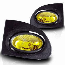 Winjet Fog Lights Compatible With 2002-2005 Honda Civic | Polycarbonate Resin Yellow Wiring Kit Foglight Foglamp Lamps | 2003 2004