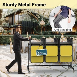 Eastrexon Folding Chair Rack, Heavy-Duty Folding Chair Cart with Swivel Wheels, 660 LBS Capacity for 12 Tables or 42 Chairs, Chair and Table Cart w/Dust Cover and 2 Binding Ropes, 72”L x 33”W x 42”H