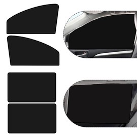 QODOLSI 4 Pack Car Side Window Shading Board for Blocking UV Ray, 30.7In x 18.8In Waterproof Privacy Sunscreen Heat Insulated Curtains, Universal Foldable Automotive Blackout Panels (Black)