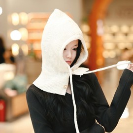 New Winter Warm Knit Balaclava Hat with Integrated Scarf and Ear Protection Factory Thick Khaki 10ea