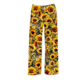 BRIEF INSANITY Lounge Pajama Pants for Men and Women | Yellow Fun & Floral Sunflower Print Bottoms - Comfy, Ultra Soft, Novelty Loungewear Pants (Sunflower, Medium)