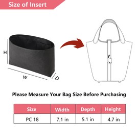 Doxo Dupontpaper Ultra Lightweight Purse Organizer Insert for H.ermes Picotin 18/22 Bags, Bag Shapers for Luxury Handbags(PC18,Black)