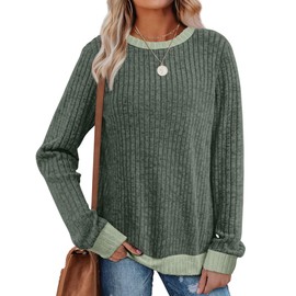 Trendy Sweaters for Women Cute Tops Tunics to Wear with Leggings Soft Crewneck Sweatshirts Christmas Tops Green 2XL