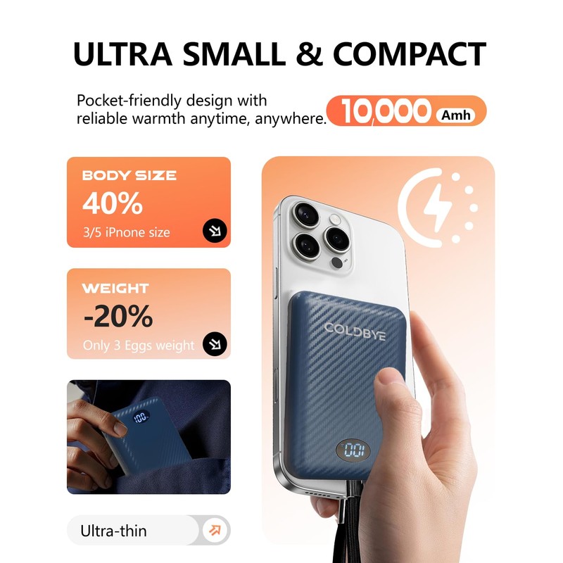 ColdBye 7.4V 14000mAh Heated Vest Battery Pack with LED Display,