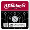 D'Addario PL013-5 Plain Steel Guitar Single String, .013 5-pack