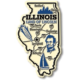 Illinois Giant State Magnet by Classic Magnets, 2.5" x 4.2", Collectible Souvenirs Made in The USA