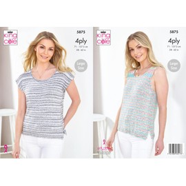 King Cole 4ply Knitting Pattern Ladies Split Hem Cap Sleeve & Vest Top (5875)