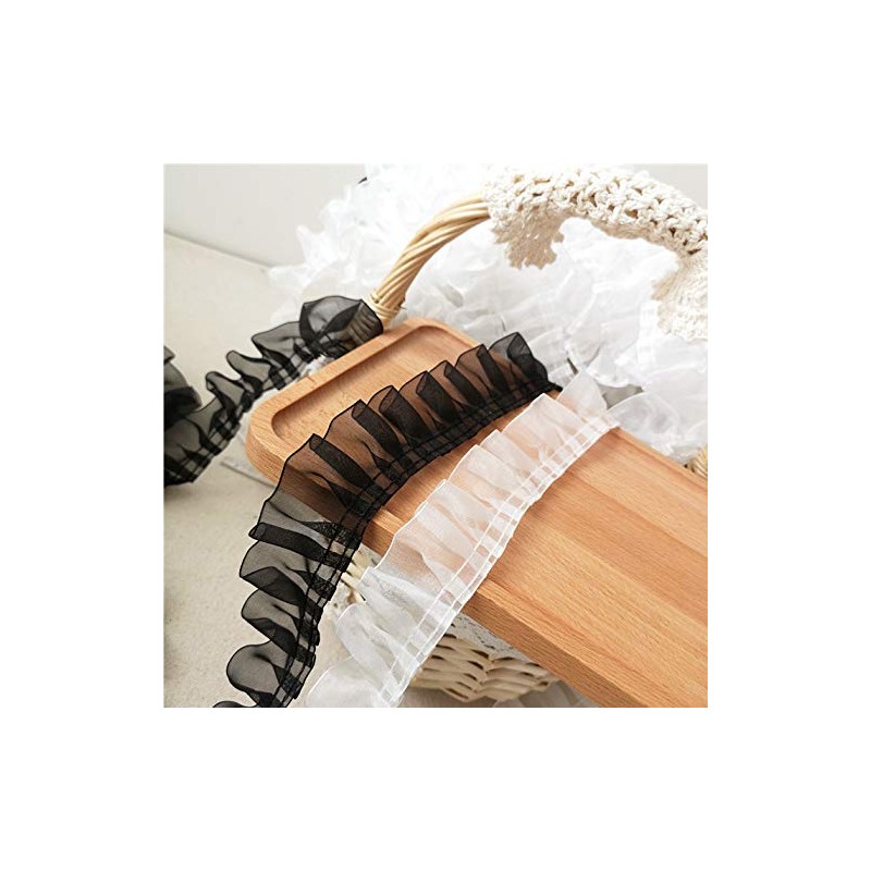 3.9cm Wide x 5 Yards Long Premium Chiffon Ruffle Lace