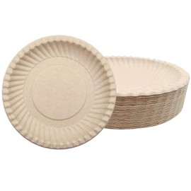 itechpanda 50 Pack Disposable Paper Plates 9 in, Lace Disc Heavy-Duty Bagasse Plates for Hot and Cold Foods, Eco Friendly, Sturdy Large Dinner Party Plates, Small Dessert Party Plates