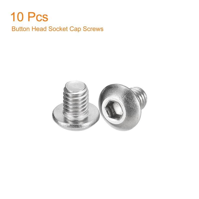 uxcell #10-32x1/4" Button Head Socket Cap Screws, 10pcs 304 Stainless