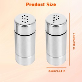 Pack of 2 Salt Shakers Small with Lid, Salt and Pepper Shakers, Spice Shakers, Camping, Salt Shakers, Stainless Steel Spice Dispenser, Kitchen Accessories for Home, Kitchen, Camping and Outdoor