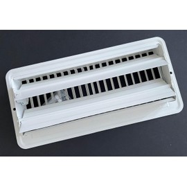Kompell Aire RV and Home White Stamped Steel Floor Diffuser/Register with Damper 10" X 4" (Duct Opening Size) Outside Dimension 11.5"x 5.5"