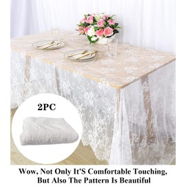 Pardecor Vintage Lace Tablecloth Rustic Home Decor 60X126-Inch,2Pack White Lace Rectangular Tablecloth Christmas Wedding Table Clothes