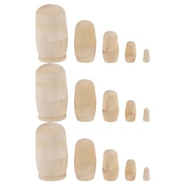 STOBOK Matryoshka Blank Wooden Babushka Doll: Russian Wooden Dolls 5 Layers DIY Craft Painting 3 Sets Wooden Toy Home Decoration Christmas Birthday Festival Gift