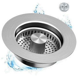 Kitchen Sink Drain Strainer 3 in 1, 304 Stainless Steel Pop Up Sink Stopper, Anti-Clogging Sink Stopper Kitchen Drain, Kitchen Drain Catcher, Kitchen Sink Caddy, Kitchen Drain Filter for US Standard