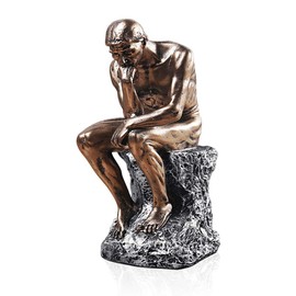 Lependor Rodin's The Thinker Inspired Decorative Statue, Fine Art Sculpture Male Nude Figure - Brown