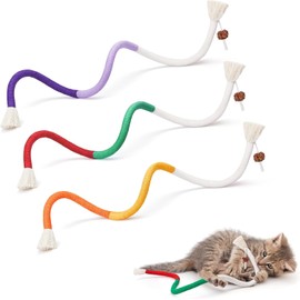 Catnip Rope Toys,3 PCS Cotton Rope Cat Toys for Indoor Cat,Handmade Pet Chew Toys for Molaring and Lengthen to 70cm