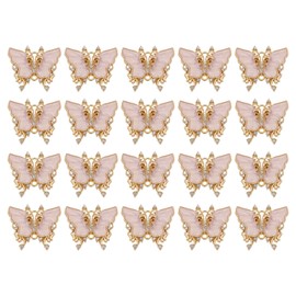 sourcing map 20 Pcs Mini Butterfly Charm, Metal Gold Plated Butterfly Pendant with Diamond for Jewelry Making DIY Bracelet Necklace Earring Phone Accessories Keychain, Light Purple, 23x26mm