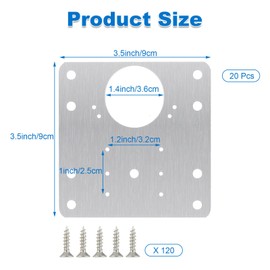 DAJAVE Pack of 20 Hinge Repair Plate Hinge Repair Kit 9 x 9 cm Hinge Repair Plate, Repair Plate Hinge for Cabinets, Repair Piece for Side Hinge Plate Drawer with Screws