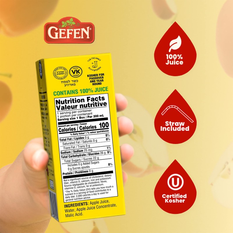 Gefen 100% Apple Juice Box Drinks 6.25oz (27 Pack) |
