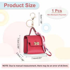 PATIKIL Mini Backpack Keychain, Cute Coin Purse Keychain PU Leather Backpack Purse Key Chain Little Earbud Bag Keychains for Women Mini Card Data Cable Organizer, Rose Red