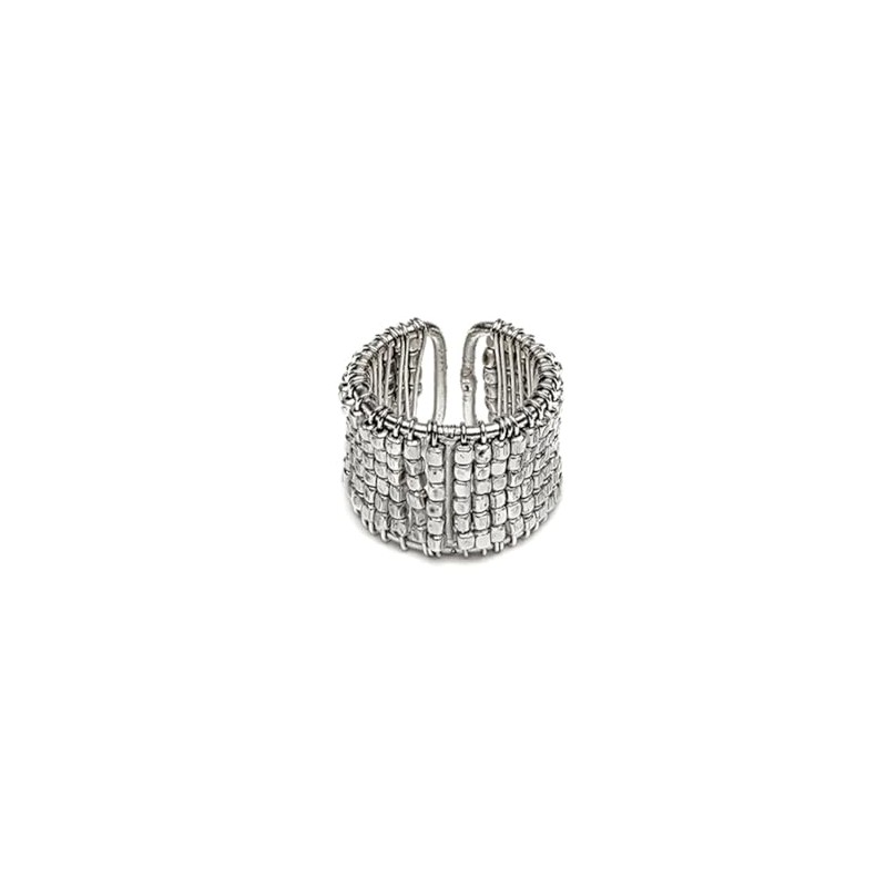 Vestopazzo Sterling Silver Plated Micro Nuggets Ring - Nickel Plated
