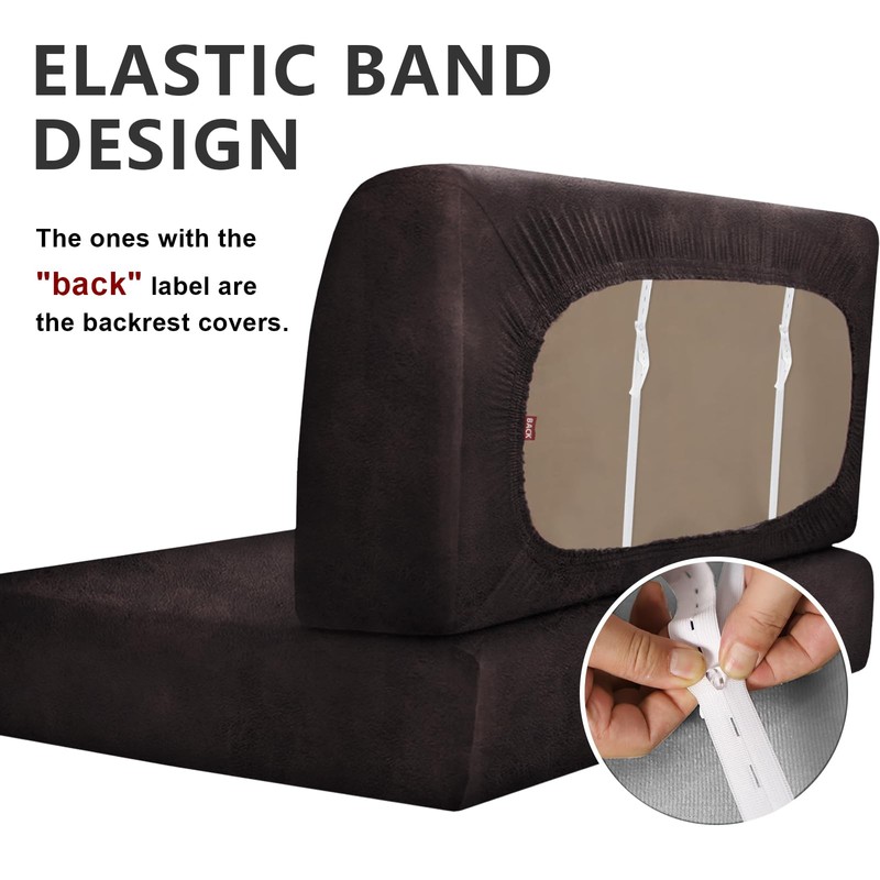 Leather Look RV Dinette Cushion Covers, Stretch Camper Cushion Slipcovers