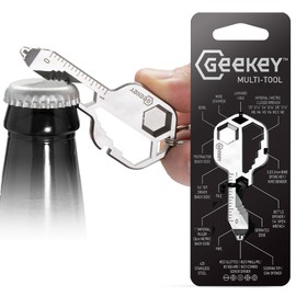 Geekey Keychain Multitool – EDC Tool with 16+ Functions | Small Bottle Opener keychain with Screwdriver, Wrench, and Box Cutter for Travel, Outdoor, and Everyday Use – TSA Safe