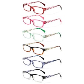 COJWIS 6 pack Lesebrille Blaulichtfilter Brille für Damen Federscharnier Lesehilfe Blendfreie UV Brille Leserbrille (Mehrfarbig-3, 2.75, x)