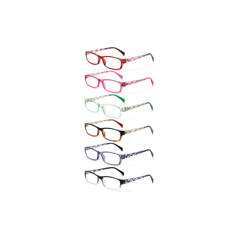 COJWIS 6 pack Lesebrille Blaulichtfilter Brille für Damen Federscharnier Lesehilfe