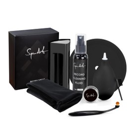 SpinArt Vinyl Record Cleaning Kit, 8-in-1 Record Cleaner Kit with Velvet Brush, Cleaner Liquid, Stylus Brush & Gel, Mini Brush, Air Blower, Label Protector, Pouch Vinyl Cleaning Kit for LP Albums