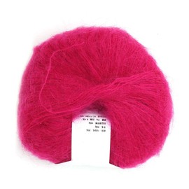 Soft Mohair Angola Knit Wool Yarn, Anti Pilling, Various Color, for Scarves, Sweaters, Hats, Shoes, Cushions, for Crafting (14 Rose red)