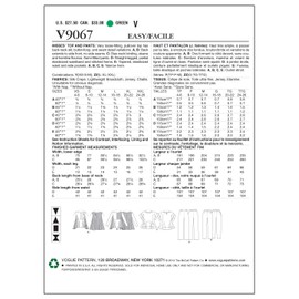 VOGUE PATTERNS V9067 Misses' Top and Pants Sewing Template, Y (XSM-SML-MED)