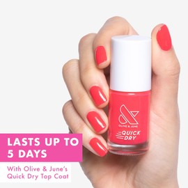 Olive & June Quick Dry Nail Polish | Fast-Drying, Smudgeproof Color | 15-free, Vegan, Cruelty-Free Formula | Lasts up to 5 Days | Salon-Quality Manicure, Pedicure at Home | Pomodoro
