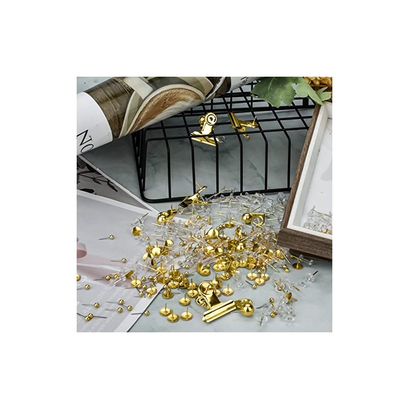 AccEncyc Gold Push Pin Kit 310 Pcs Decorative Thumb Tacks