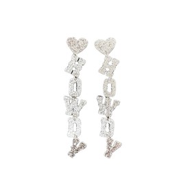 HOWDY Cowgirl Earring Glitter Acrylic Letter Howdy Western Cowboy Earrings Boho Heart Dangle Drop Earrings Y2k Jewelry Party Gift for Women-B Silver