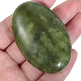 Nupuyai Green Jade Palm Worry Stone for Therapy, Oval Pocket Massage Stone Healing Crystal for Meditation 6cm