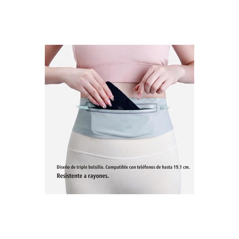 Cangurera Deportiva Ultra Delgada Impermeable, Cinturón de Running Ajustable con