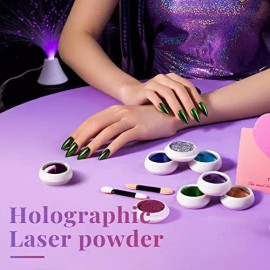Beetles Gel Polish Polvo De Uñas Cromado Efecto Espejo Holografico 8 Colores