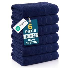 Casa Platino Hand Towels for Bathroom - 6 Pack (16"x28") - 100% Cotton Hand & Face Towels - Durable, Lightweight & Quick Dry - Affordable Bathroom Hand Towel, Everyday Essential for Dorm Rooms - Navy
